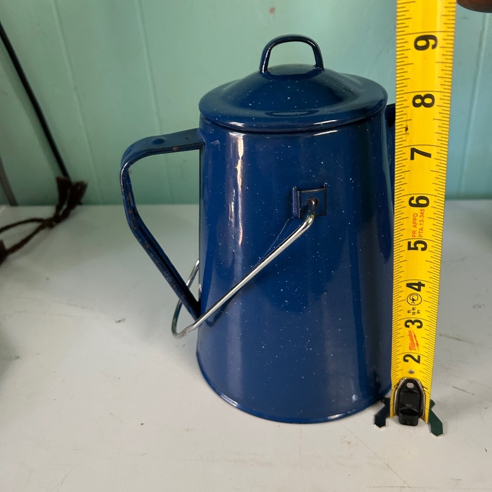Vintage blue enamel coffee/ tea pot,camping,country ,farmhouse - Picture 3 of 5